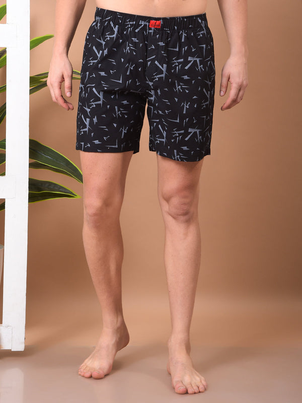 COBB BLACK PRINTED REGULAR-FIT SHORTS