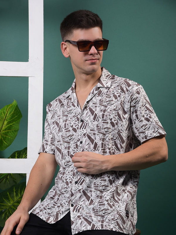 COBB COFFEE PRINTED HALF-SLEEVE CASUAL SHIRT