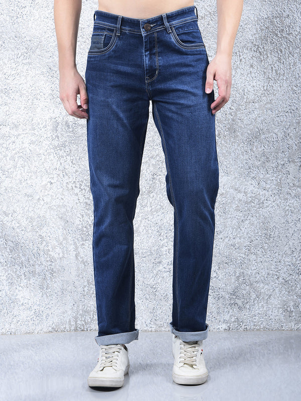 DONLAY DARK BLUE STRAIGHT-FIT JEANS