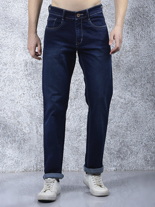COBB DARK BLUE STRAIGHT-FIT PREMIUM JEANS
