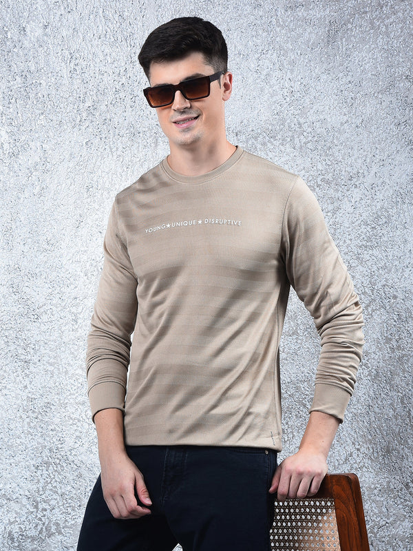 COBB BEIGE PRINTED FULL-SLEEVE T-SHIRT