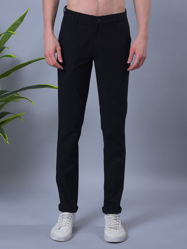 COBB BLACK LINEN ULTRA-FIT CASUAL TROUSER