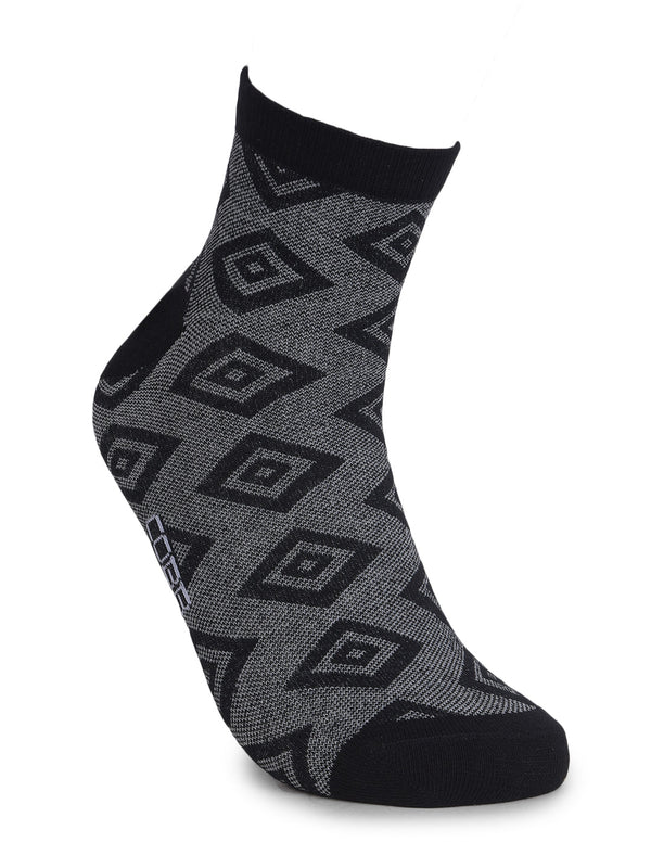 COBB BLACK PRINTED HALF-ANKLE SOCKS