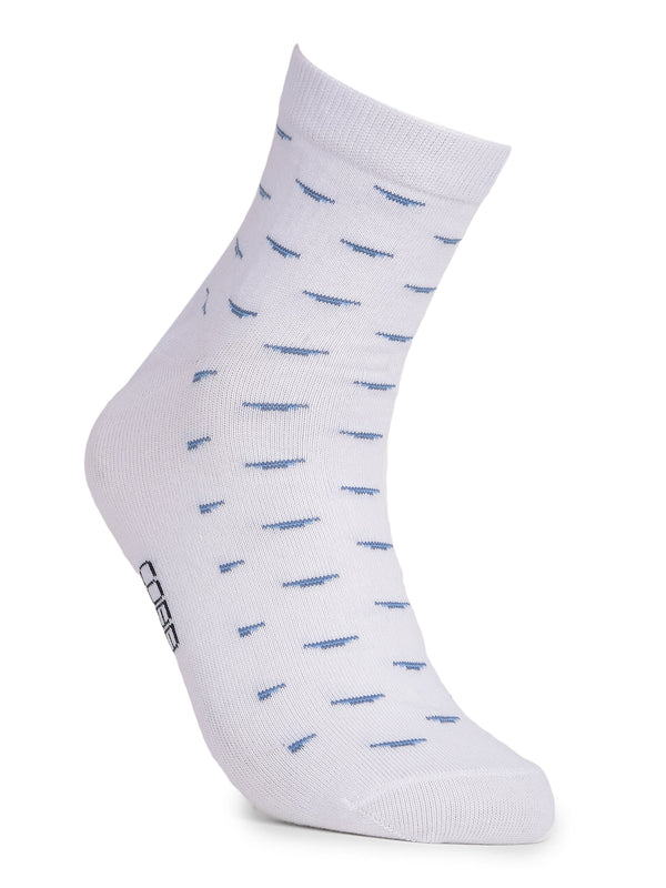 COBB WHITE SELF-DESIGN HALF-ANKLE SOCKS
