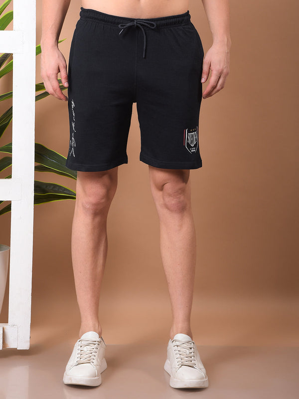 COBB NAVY BLUE PRINTED REGULAR-FIT SHORTS