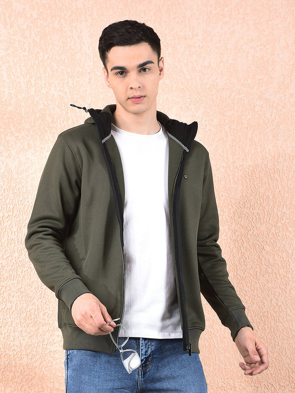 COBB SOLID OLIVE ZIP-UP HOODED SWEATSHIRT