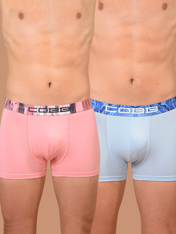 COBB MEN'S PACK OF 2 SOLID SKY & PINK PREMIUM TRUNKS