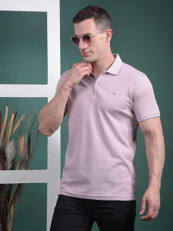 COBB SOLID MAUVE POLO NECK T-SHIRT
