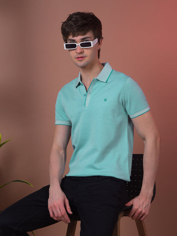 COBB SOLID SEA GREEN POLO NECK T-SHIRT
