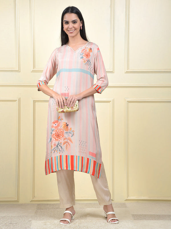 MISS FOREVER PEACH KURTI WITH PLAZO