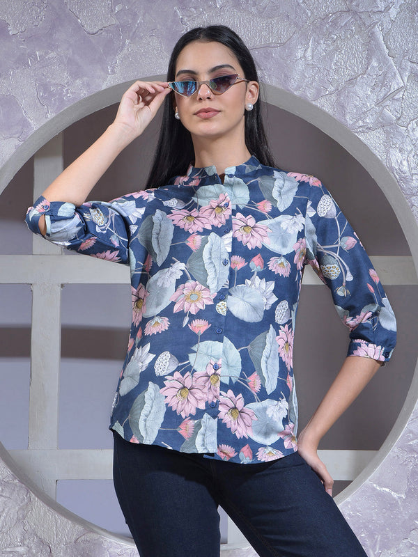 MISS FOREVER DENIM BLUE CASUAL SHIRT